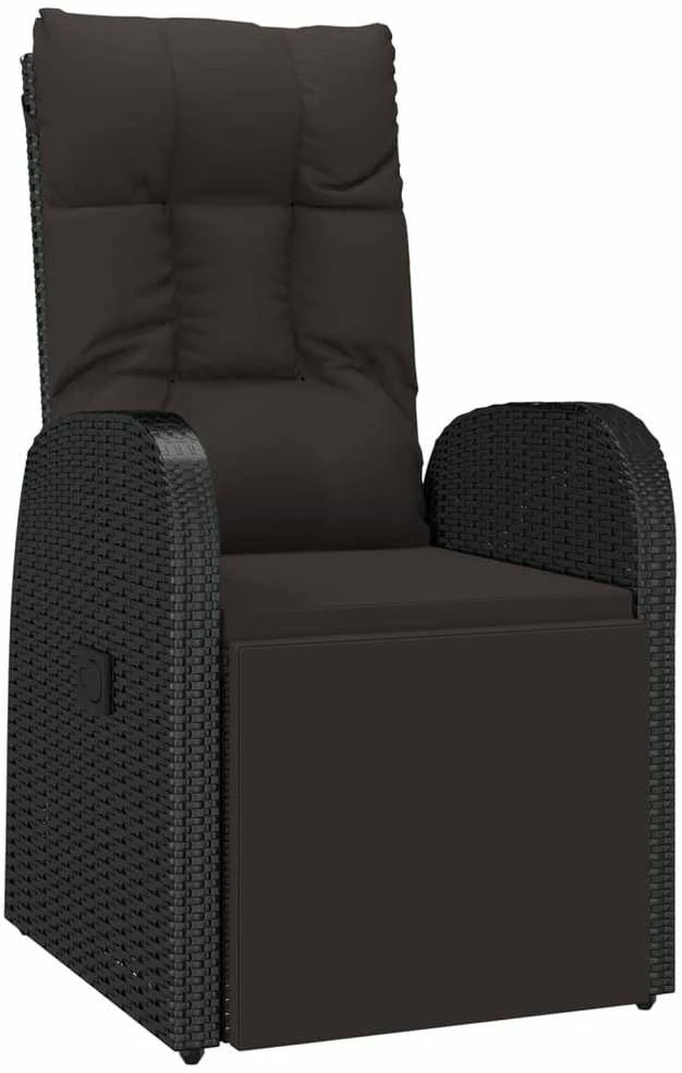 Atlošiama sodo kėdė su pagalvėle, juodos spalvos, poliratanas