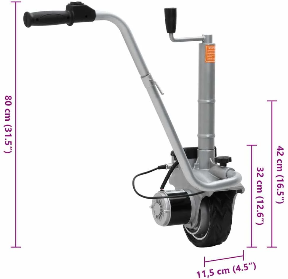Atraminis ratukas su varikliu priekabai, aliuminis, 12V, 350W