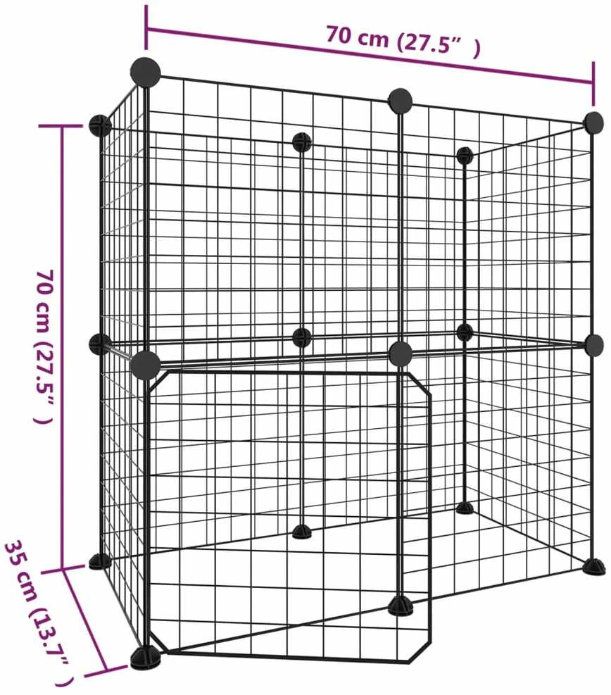 Augintinių narvas, 12 segmentų, juodas, 35x35cm, plienas
