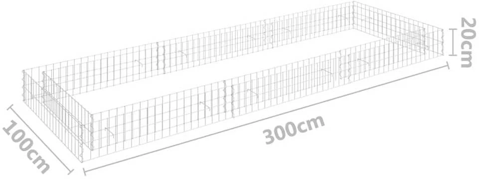 Aukštas gabiono lovelis, 300x100x20cm, galvanizuotas plienas