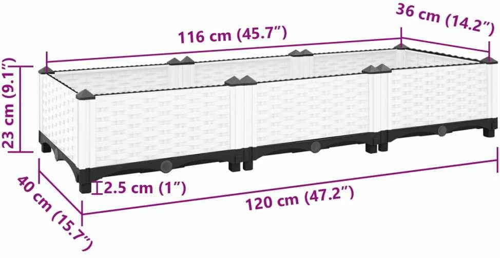 Aukštas lovelis, 120x40x23cm, polipropilenas