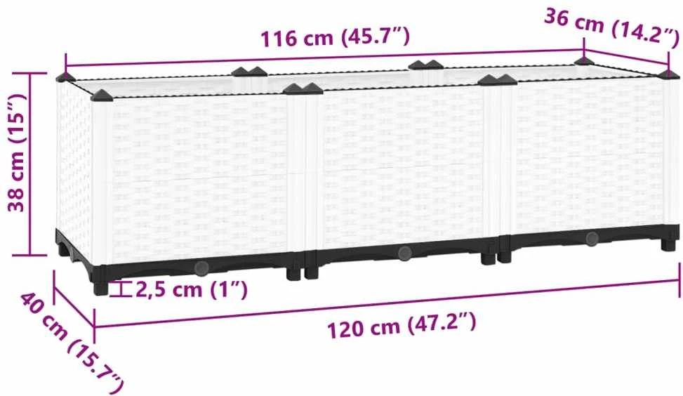 Aukštas lovelis, 120x40x38 cm, polipropilenas