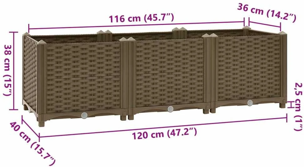 Aukštas lovelis, 120x40x38cm, polipropilenas