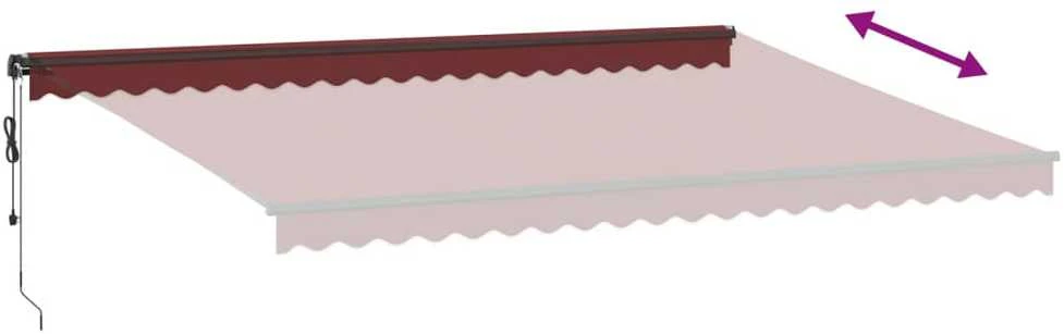 Automatinė ištraukiama markizė su LED, bordo spalvos, 500x300cm