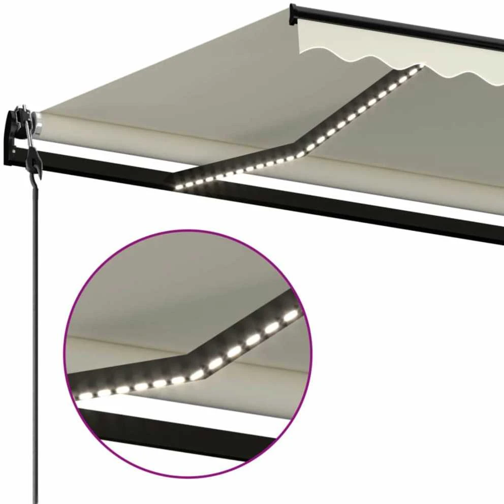 Automatinė markizė su LED/vėjo jutikliu, kreminė, 500x300cm