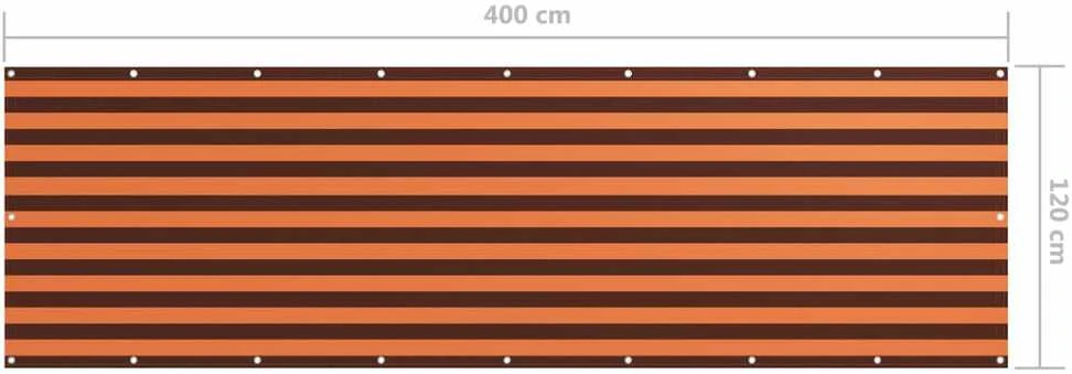 Balkono pertvara, oranžinė ir ruda, 120x400cm, oksfordo audinys
