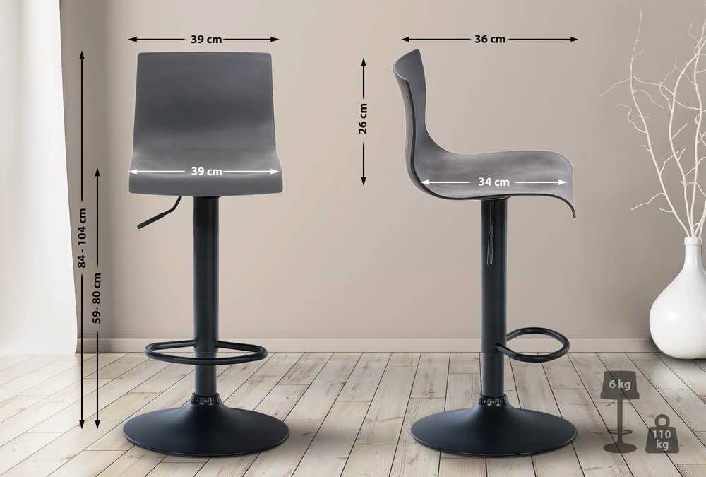 Mville Baras kėdė Hover pilka, matinis juodas metalas