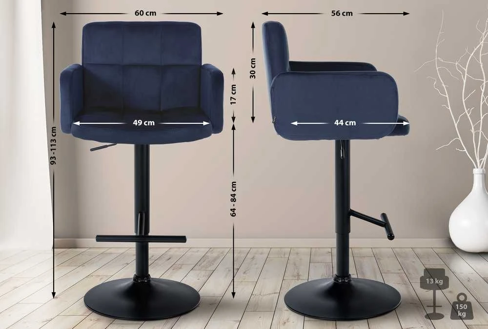 Clp Trading Mville Baro kėdė Los Angeles Velvet juoda