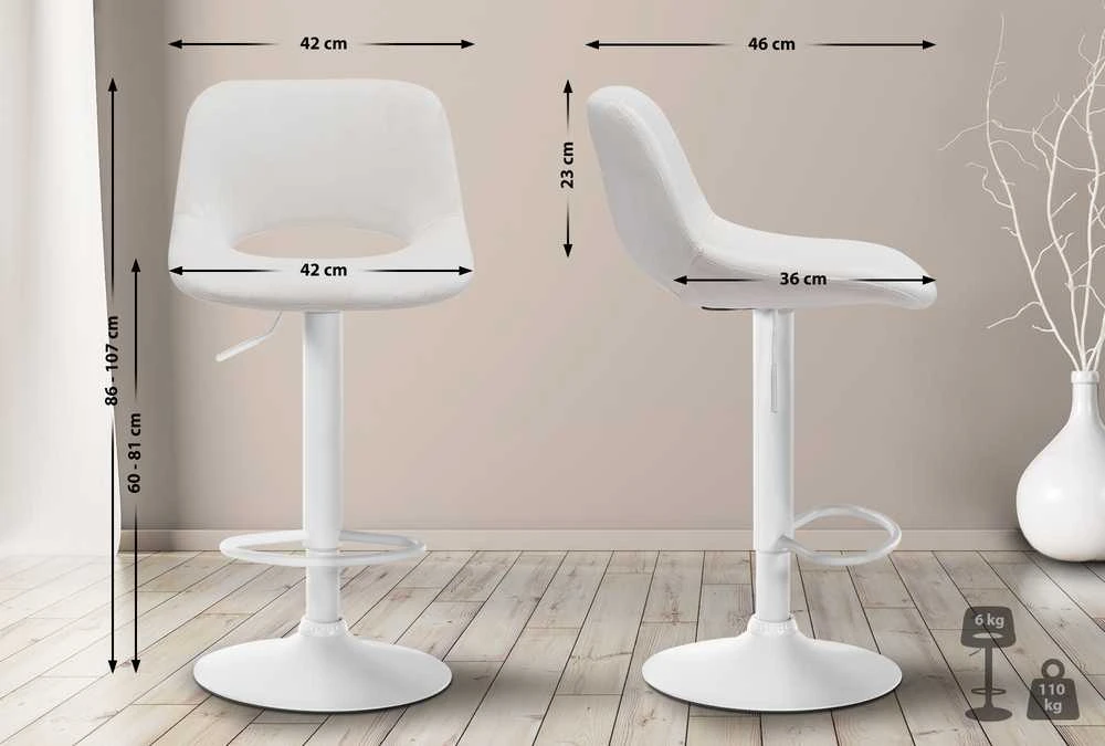 Mville Baro kėdė Camden aksominė, balta