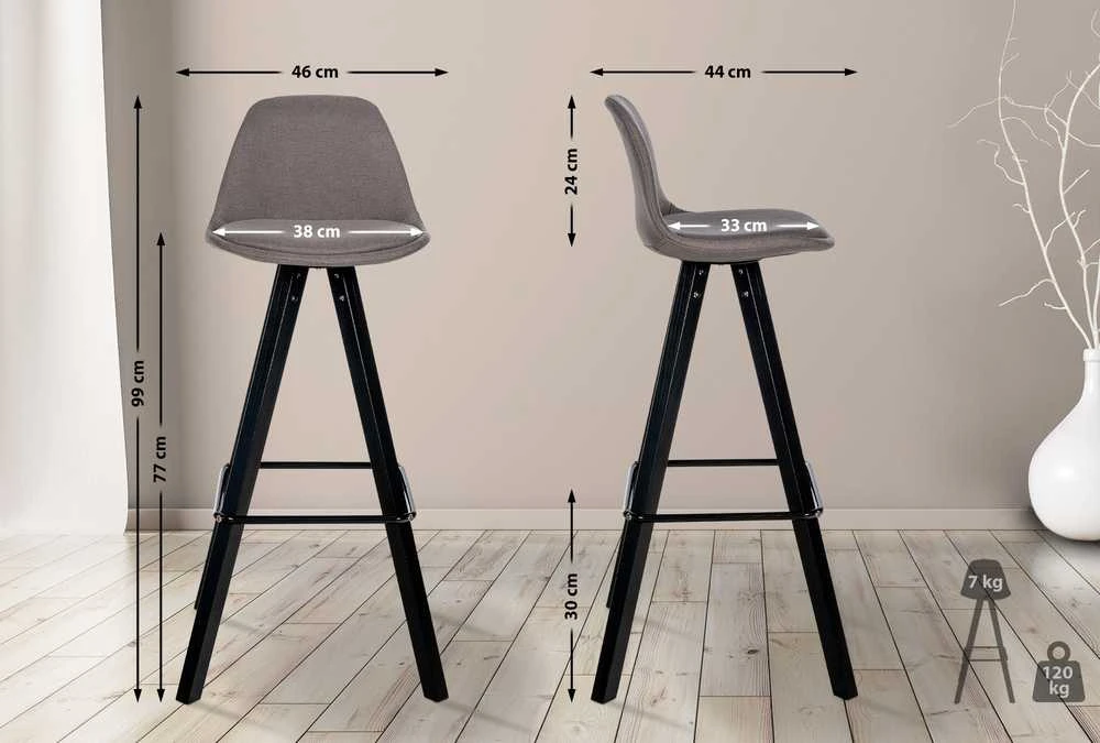 Mville Baro kėdė Corbin Stoff Square juoda