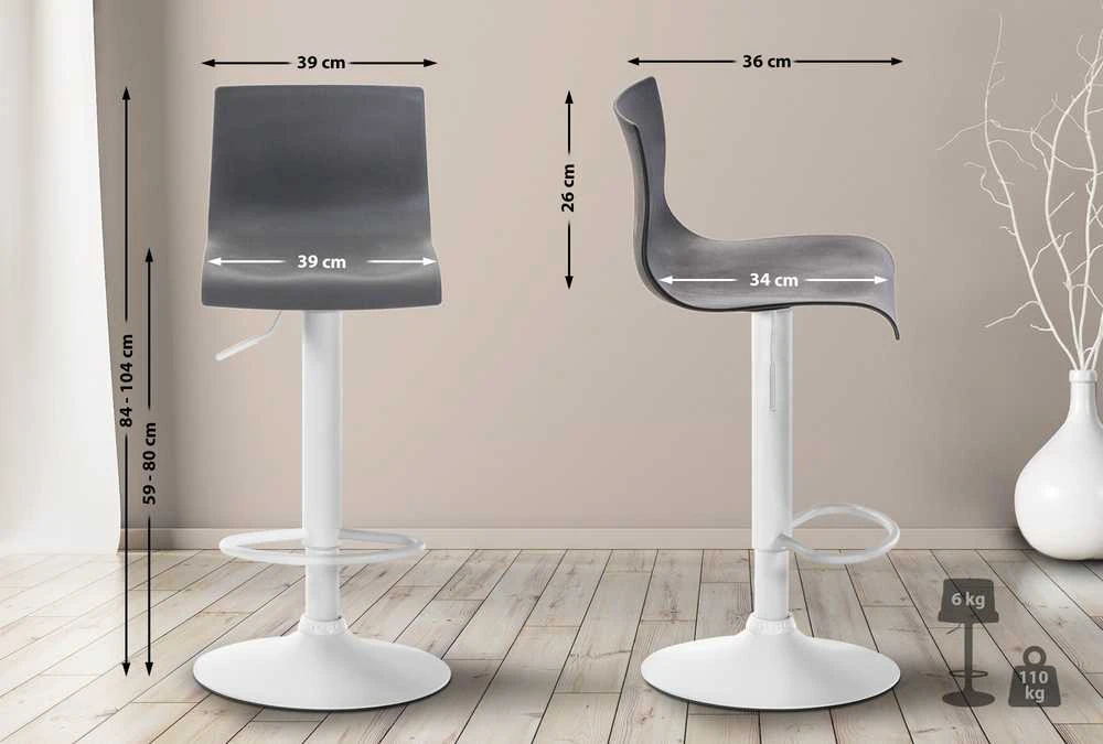 Mville Baras kėdė Hover pilka, matinis baltas metalas