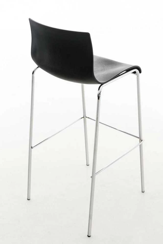 Mville Hover baro kėdė, plastikinė, 4 kojos, juoda, chromuota