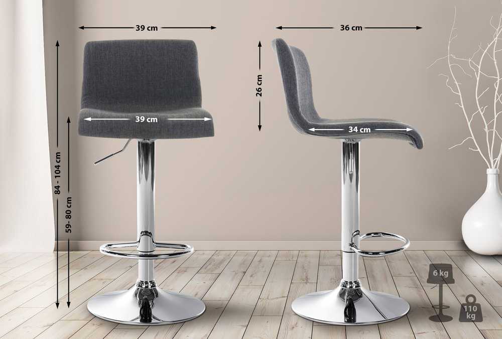 Mville Baras kėdė Hover audinys tamsiai pilkos spalvos, chromo spalvos metalas