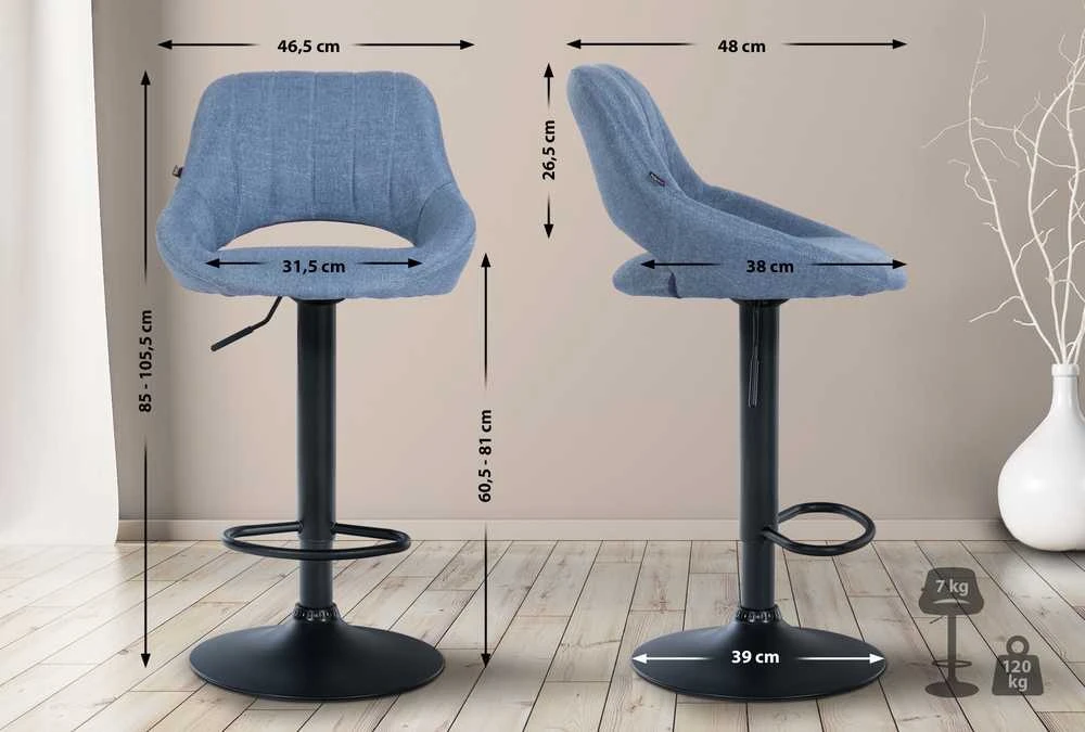 Clp Trading Mville Baro kėdė Milet, audinys, juoda