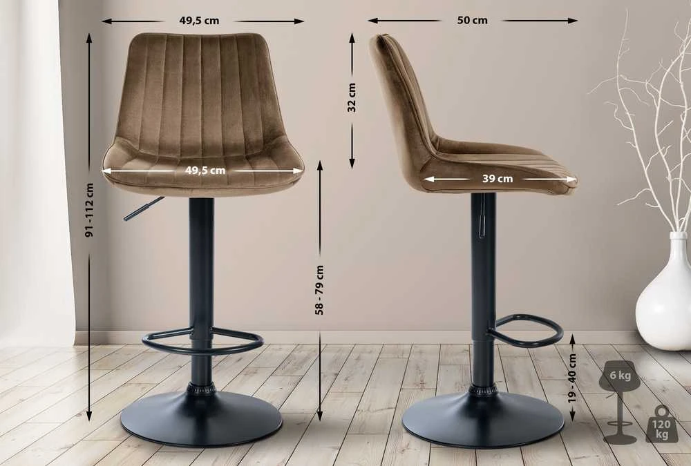 Mville Baro kėdė Toni Velvet juoda