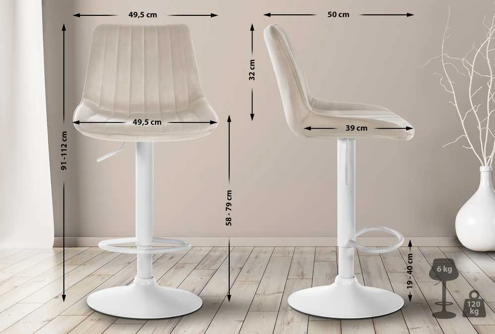 Mville Baro kėdė Toni Velvet balta