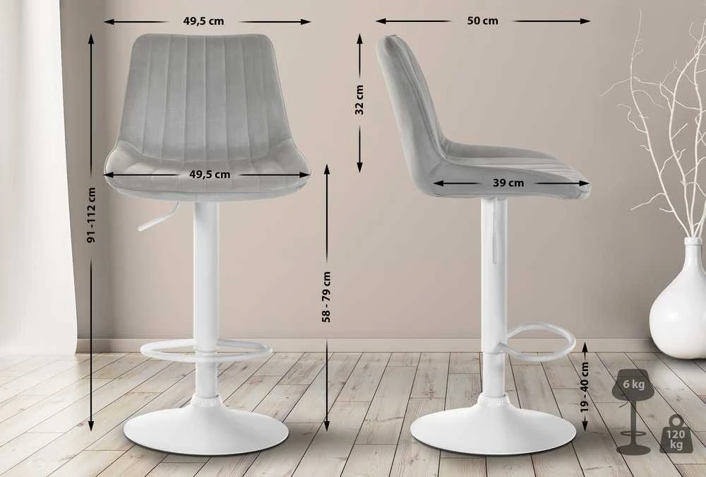 Mville Baro kėdė Toni Velvet balta