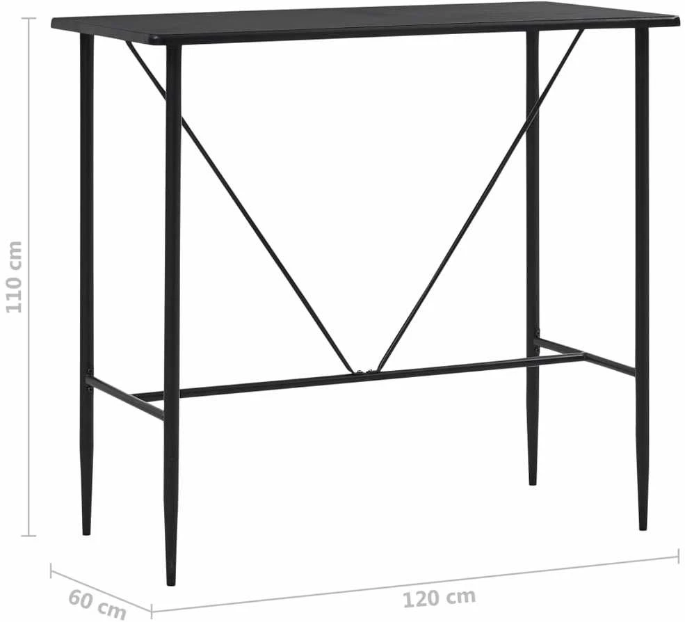 Baro stalas, juodos spalvos, 120x60x110cm, MDF