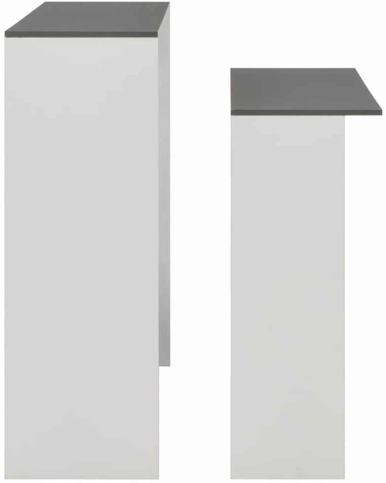 Baro stalas su 2 stalviršiais, balta ir pilka sp., 130x40x120cm
