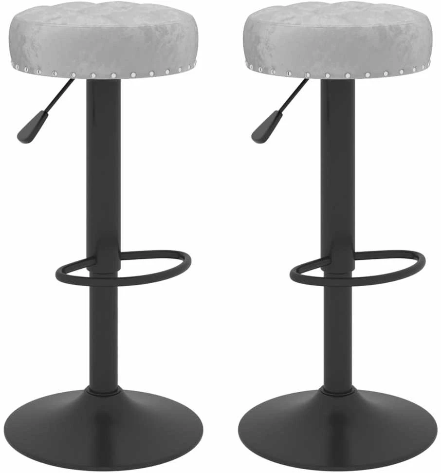 Baro taburetės, 2vnt., pilkos spalvos, aksomas