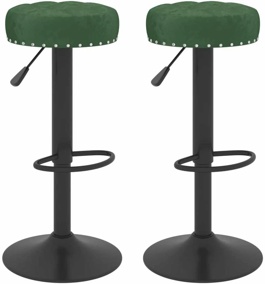 Baro taburetės, 2vnt., tamsiai žalios spalvos, aksomas