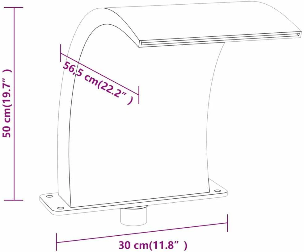 Baseino fontanas su įvairių spalvų LED, 50cm, akrilas