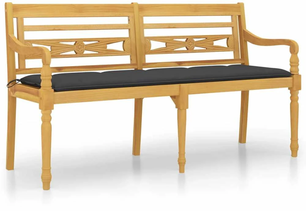 Batavia suoliukas su antracito pagalvėle, 150cm, tikmedis