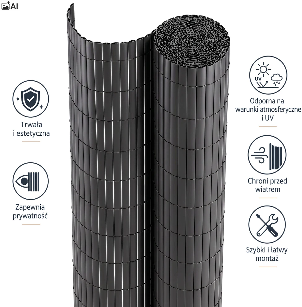 Bipohome PVC balkono uždanga 100x300 cm „BARU“, antracito spalvos