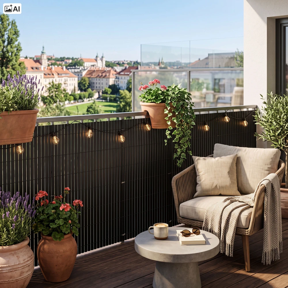 Bipohome PVC balkono uždanga 140x500 cm „BARU“, antracito spalvos