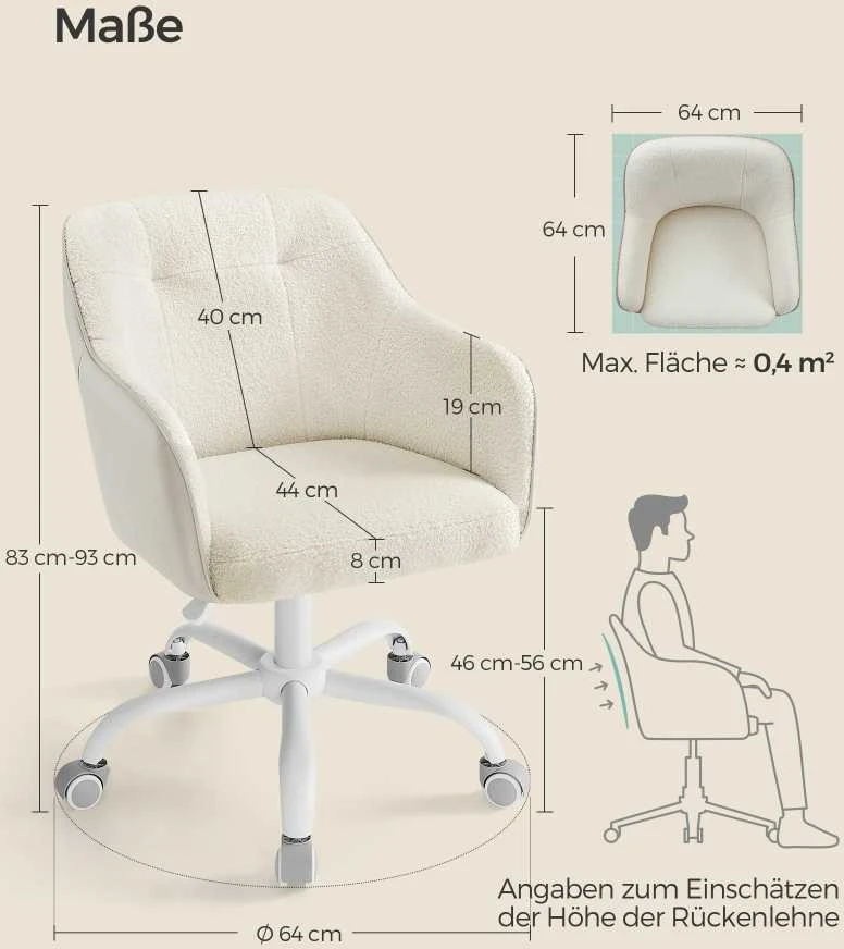 Songmics Biuro kėdė iki 110 kg cappuccino beige