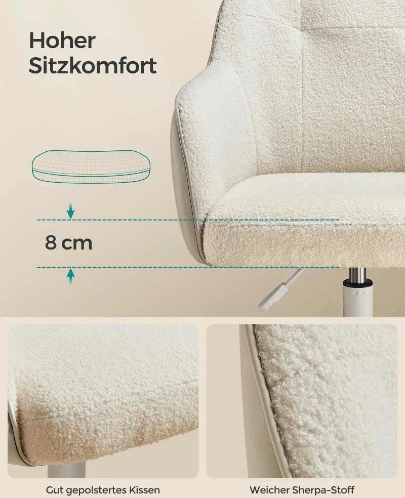 Songmics Biuro kėdė iki 110 kg cappuccino beige