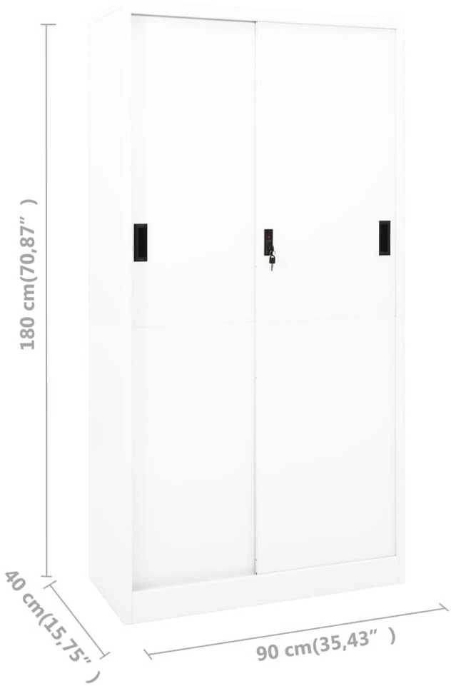 Biuro spintelė su stumdomom durim, balta, 90x40x180cm, plienas