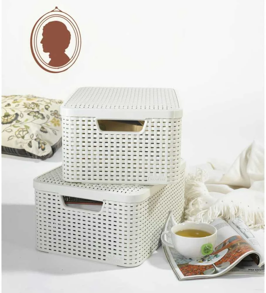 Curver Daiktadėžė su dangčiu Style, kreminės baltos spalvos, 18l, M