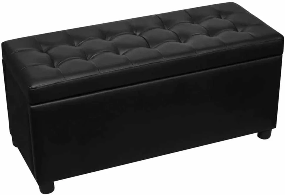 Daiktadėžė/otomanė, dirbtinė oda, juoda