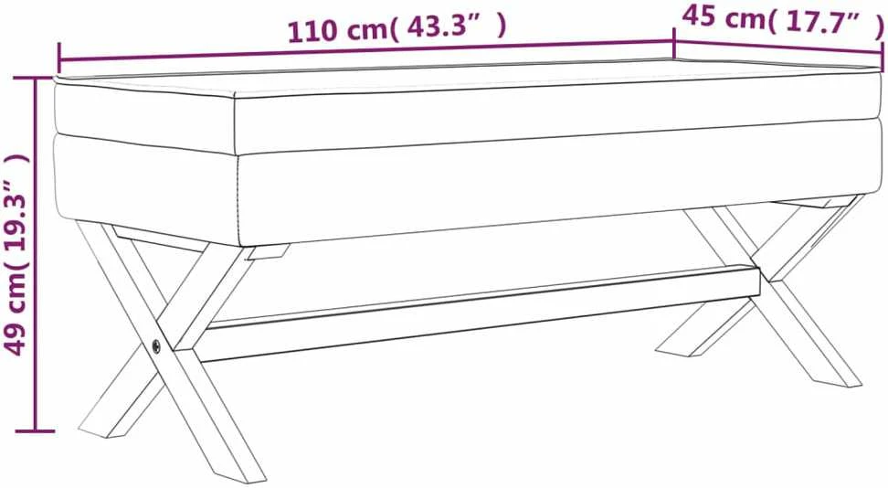 Daiktadėžė-taburetė, šviesiai pilka, 110x45x49cm, aksomas