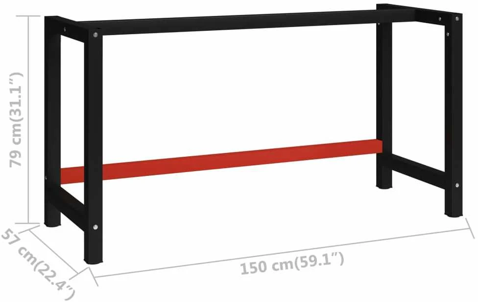 Darbastalio rėmas, juodas ir raudonas, 150x57x79cm, metalas