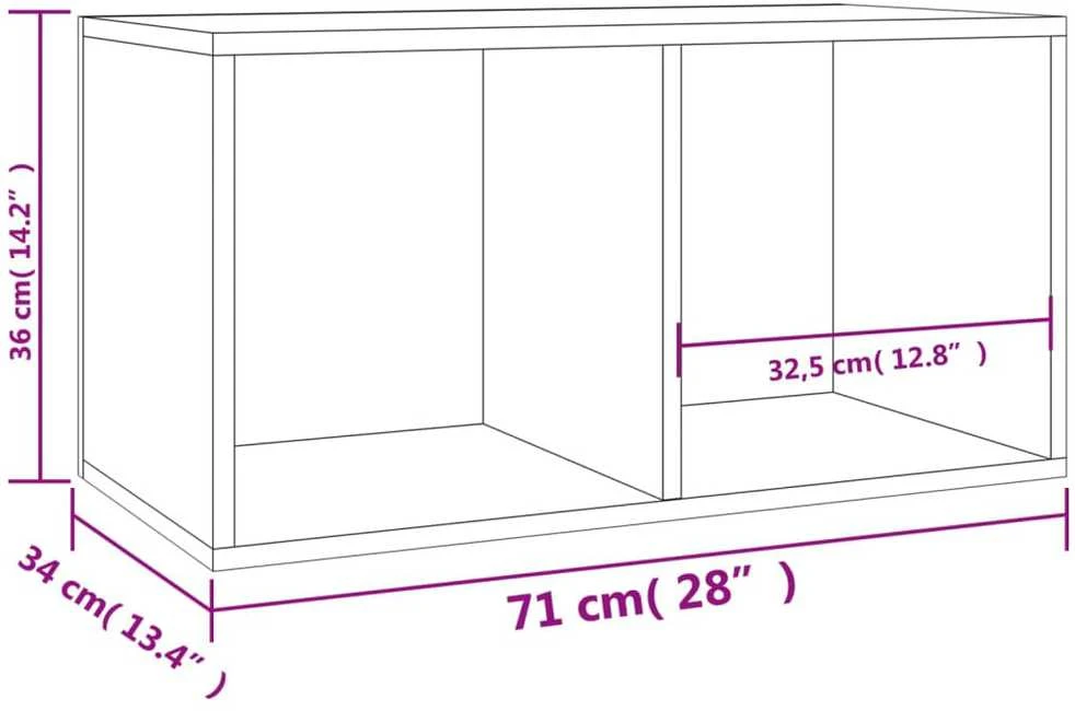 Dėžė vinilinėms plokštelėms, ąžuolo, 71x34x36cm, mediena