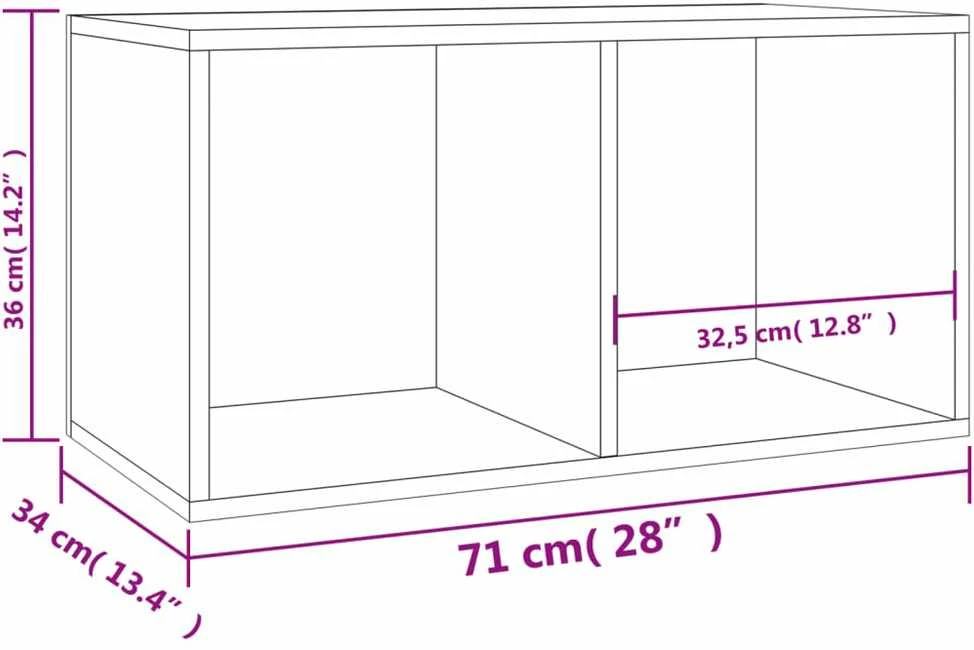 Dėžė vinilinėms plokštelėms, betono pilka, 71x34x36cm, mediena