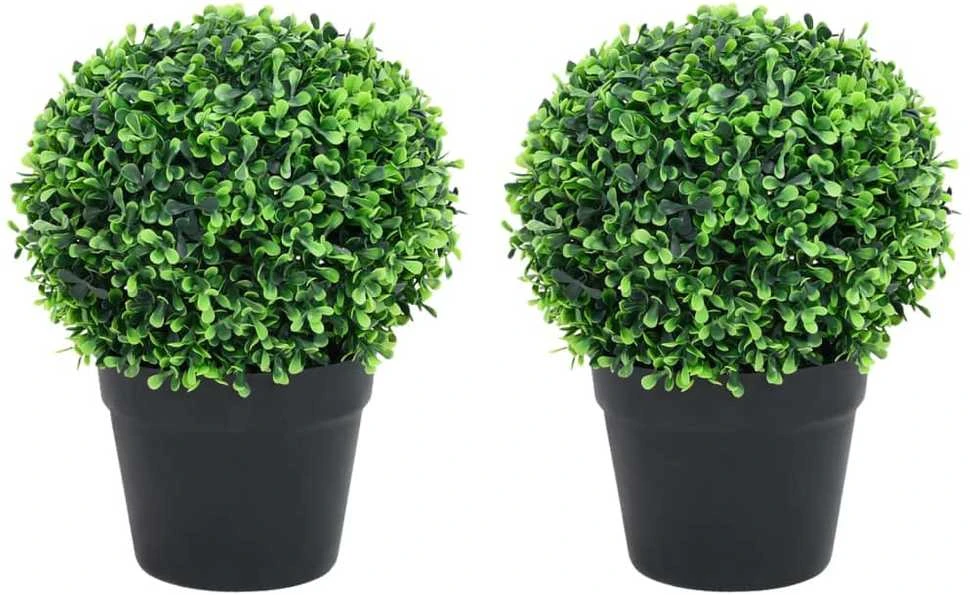 Dirbtiniai buksmedžiai vazonuose, 2vnt., žali, 27cm