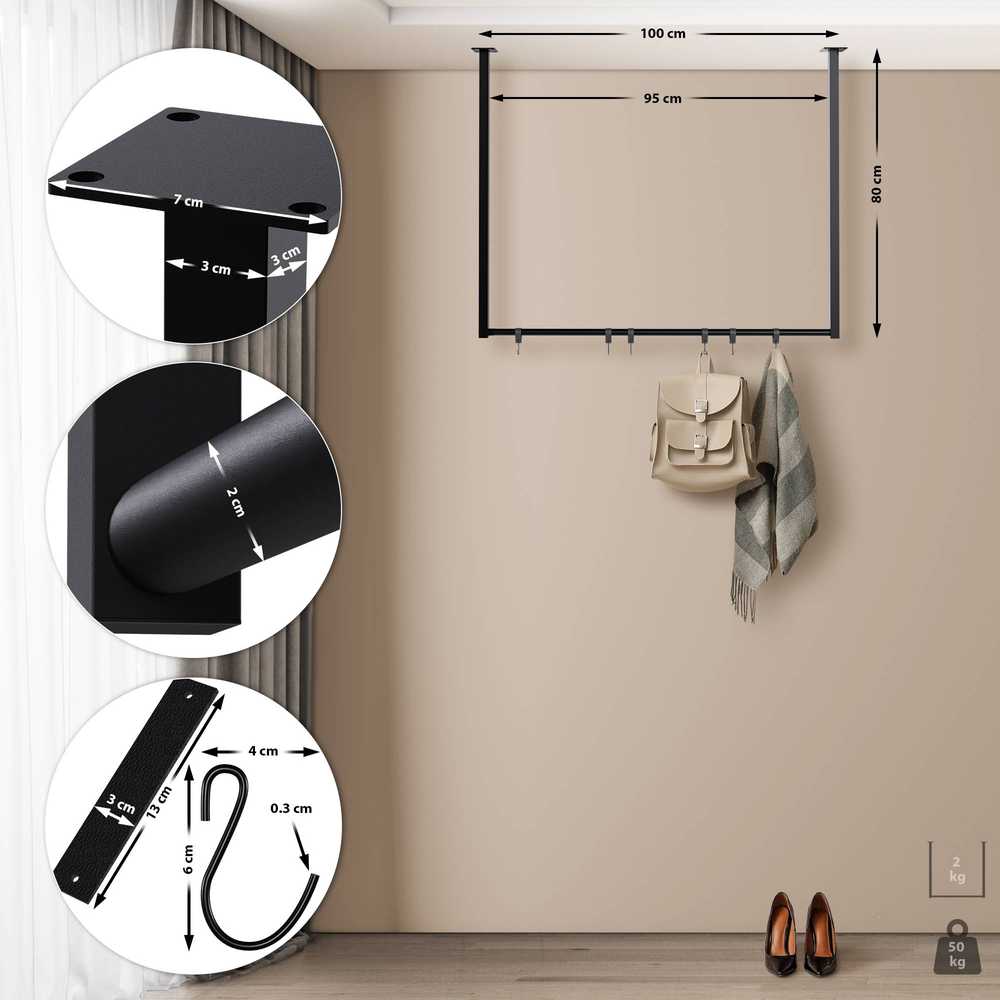 Clp Trading Drabužių turėklas "Fenton" 100x80 cm 6 vnt.