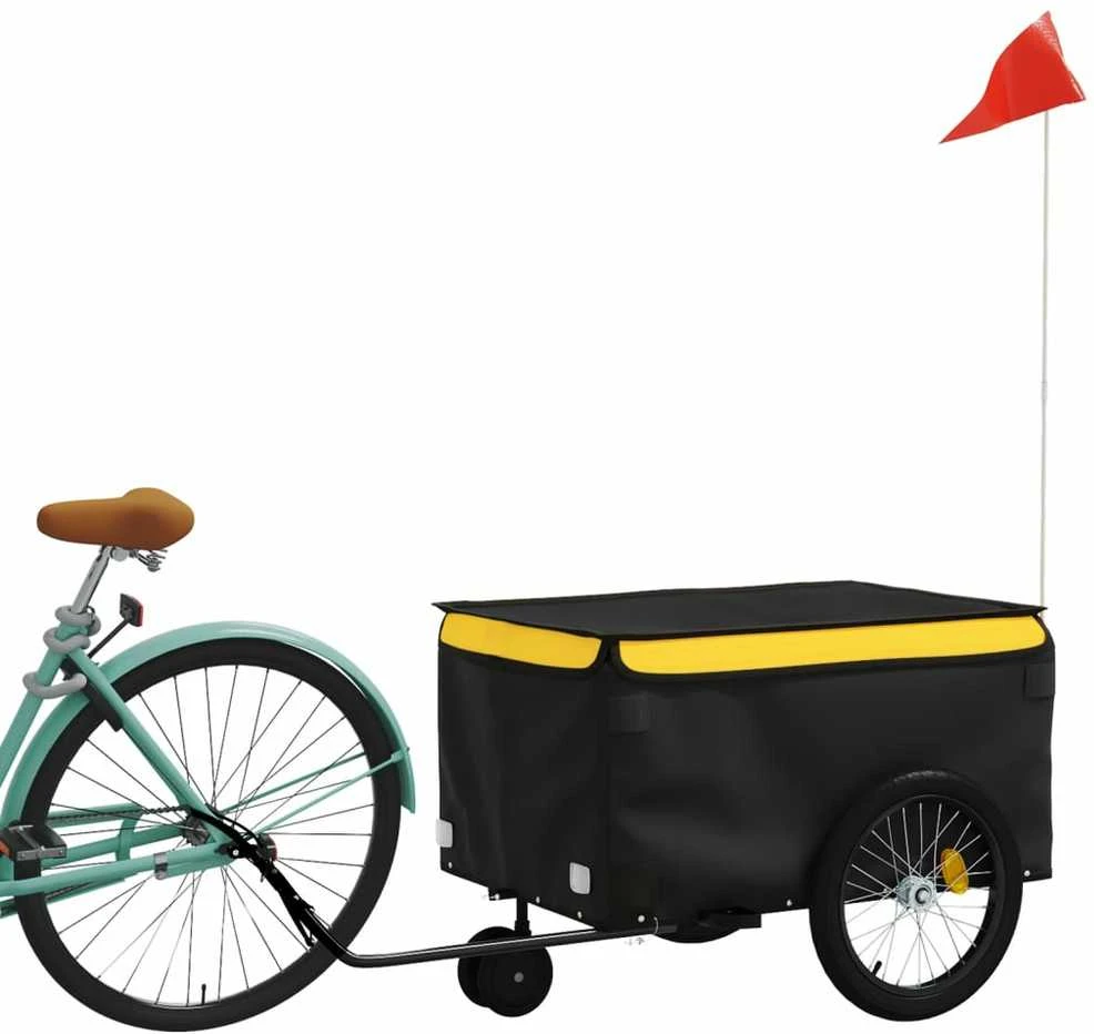 Dviračio priekaba, juodos ir geltonos spalvos, 30kg, geležis