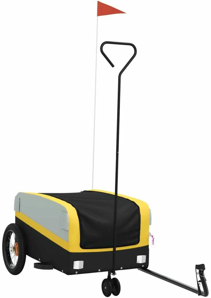Dviračio priekaba, juodos ir geltonos spalvos, 30kg, geležis