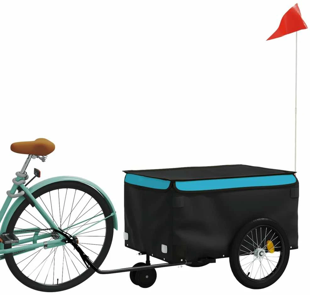 Dviračio priekaba, juodos ir mėlynos spalvos, 30kg, geležis