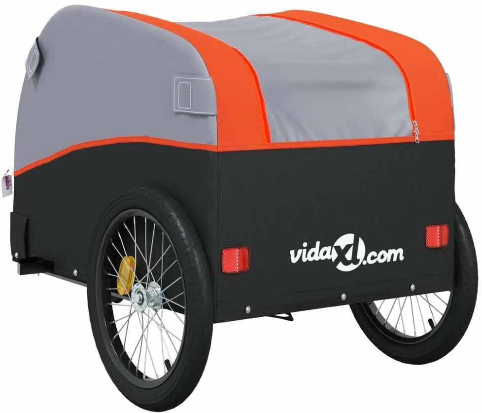 Dviračio priekaba, juodos ir oranžinės spalvos, 30kg, geležis