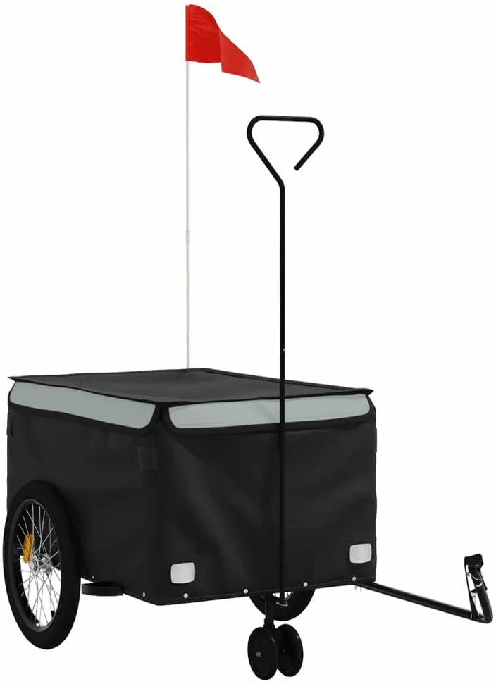 Dviračio priekaba, juodos ir pilkos spalvos, 45kg, geležis