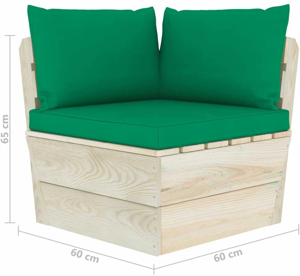 Lauko baldų komplektas Dvivietė sodo sofa iš palečių su pagalvėlėmis, eglės mediena