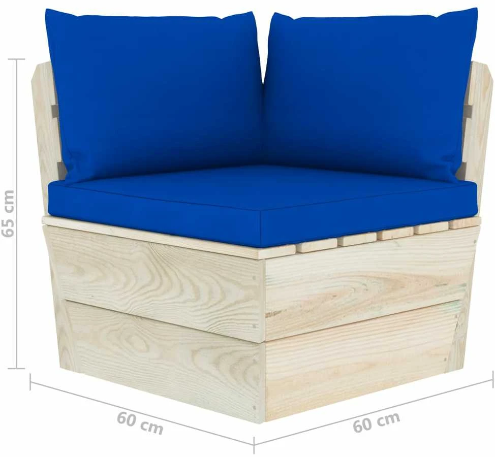 Lauko baldų komplektas Dvivietė sodo sofa iš palečių su pagalvėlėmis, eglės mediena