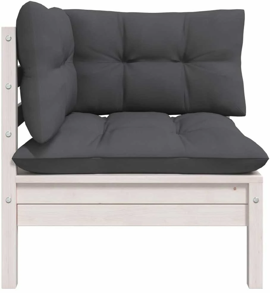 Dvivietė sodo sofa su pagalvėlėmis, balta, pušies masyvas