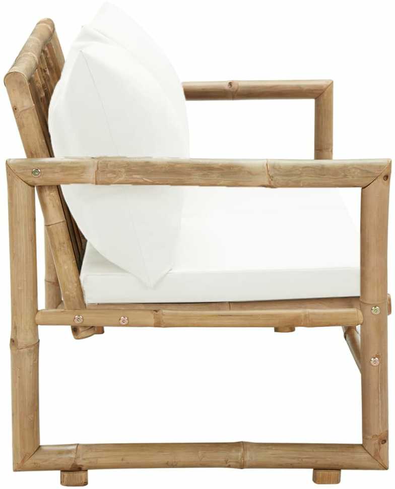 Dvivietė sodo sofa su pagalvėlėmis, pilkos spalvos, bambukas