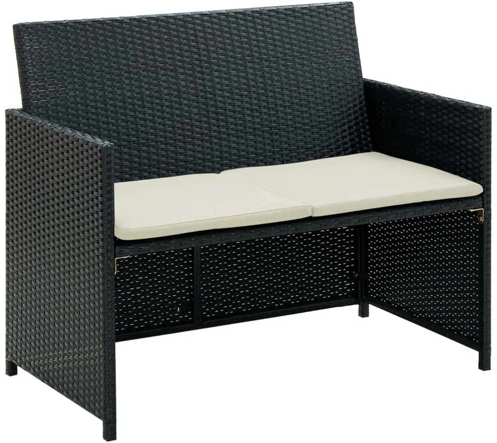 Dvivietė sodo sofa su pagalvėlėmis, pilkos spalvos, poliratanas